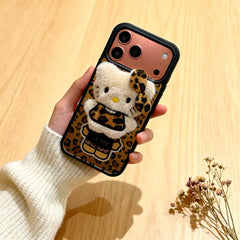 Leopard print Hello Kitty magnetic phone case for iPhone 17