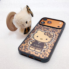 Leopard print Hello Kitty magnetic phone case for iPhone 17