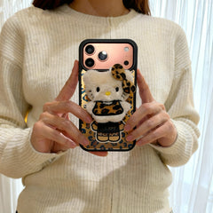 Leopard print Hello Kitty magnetic phone case for iPhone 17