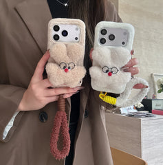 Rabbit fur glasses and rabbit phone case