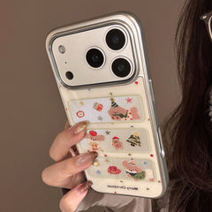 Acrylic Gold-Plated Christmas Frame Puppy Phone Case with Silver Edge