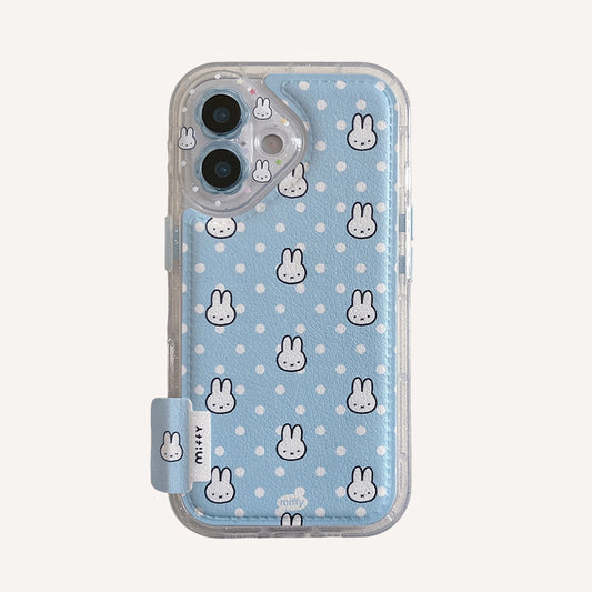 Blue and white polka dot Miffy rabbit phone case
