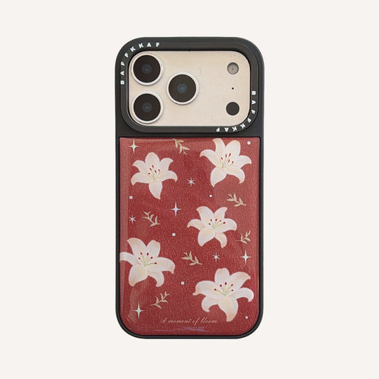 Woody Lily Pearl Gold-plated Black Edge Phone Case