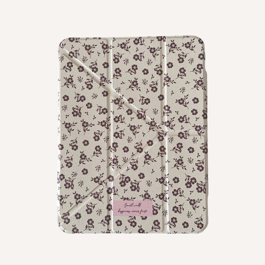 Pink and brown floral iPad case