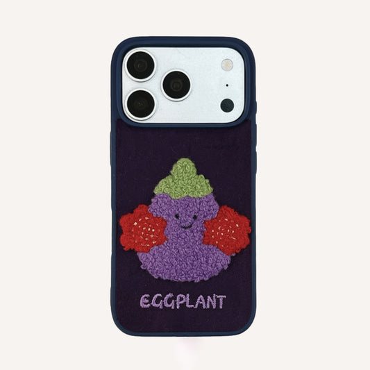 Embroidered Jellyca smiley eggplant phone case