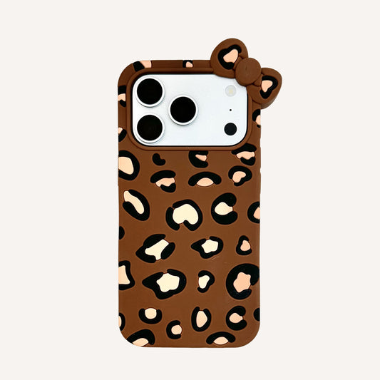 Kitty Leopard Print Silicone Phone Case