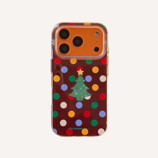 Colorful polka dot Christmas tree rounded edge airbag phone case