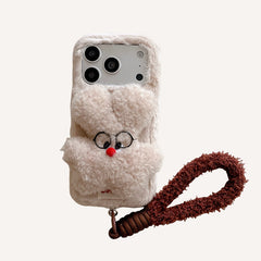 Rabbit fur glasses and rabbit phone case