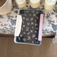 Pink patchwork floral bow iPad case