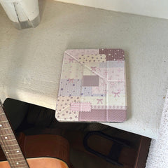 Pink patchwork floral bow iPad case
