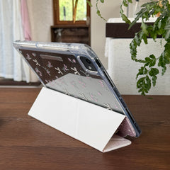 Pink patchwork floral bow iPad case