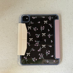 Pink patchwork floral bow iPad case