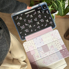 Pink patchwork floral bow iPad case