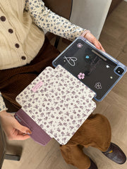Pink and brown floral iPad case