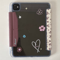 Pink and brown floral iPad case