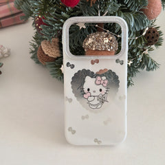 Glittery framed heart-shaped Kitty pendant