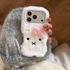 Plush white Miffy rabbit phone case