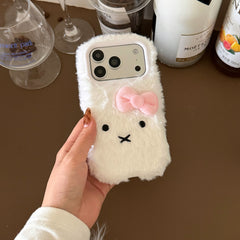 Plush white Miffy rabbit phone case