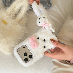Plush white Miffy rabbit phone case
