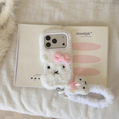 Plush white Miffy rabbit phone case