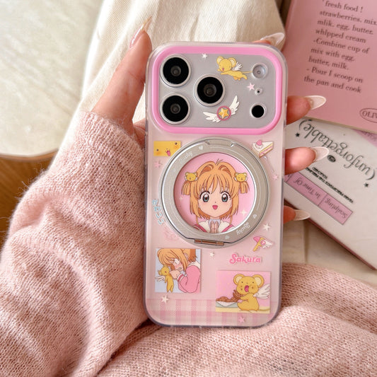 Magical Girl Rotating Stand Case: 360° Protection & Versatile Viewing for iPhone 13-17 Series | Iconic Anime Aesthetic Design