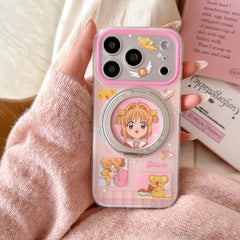 Magical Girl Rotating Stand Case: 360° Protection & Versatile Viewing for iPhone 13-17 Series | Iconic Anime Aesthetic Design