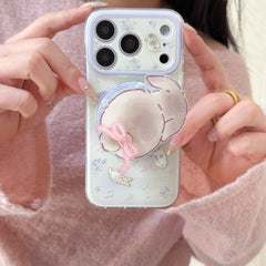 Aesthetic Lilac Bunny Case: 360° Protective Shockproof Series for iPhone 13-17 Series | Dreamy Pastel Rabbit Design