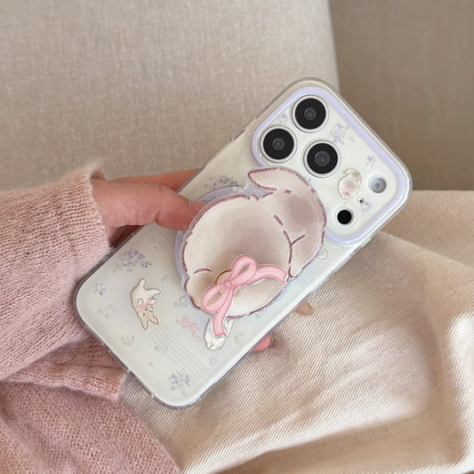 Aesthetic Lilac Bunny Case: 360° Protective Shockproof Series for iPhone 13-17 Series | Dreamy Pastel Rabbit Design