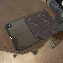 Amber brown gradient tri-fold black-edged iPad case