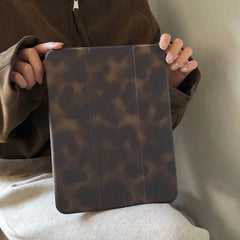Amber brown gradient tri-fold black-edged iPad case
