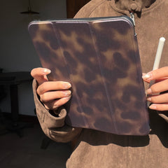 Amber brown gradient tri-fold black-edged iPad case
