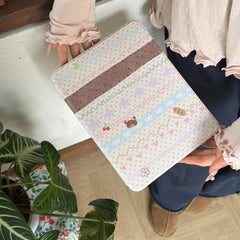 Fair Isle polka dot bear rotating iPad protective case