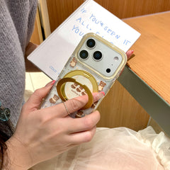 Aesthetic Trio Teddy Bear Case: 360° Air Cushion Shockproof Series for iPhone 13-17 Series