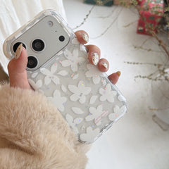 Romantic White Flower Case: 360° Protective Shockproof Series with Lace Bow Charm for iPhone 13-17 Series | Aesthetic Floral Design