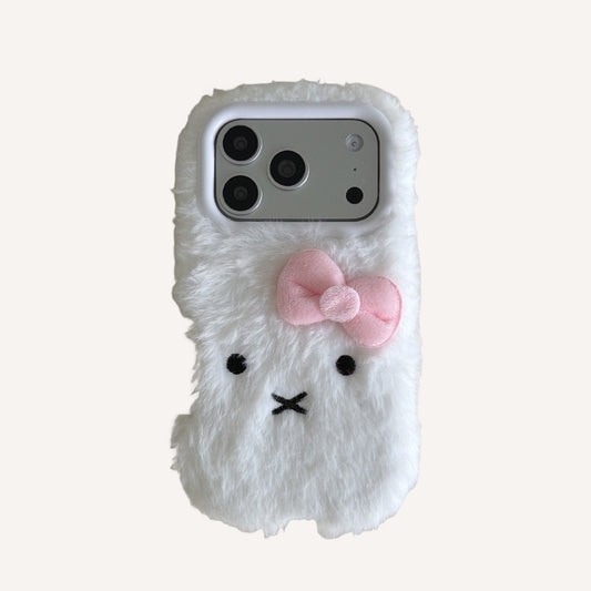 Plush white Miffy rabbit phone case