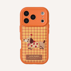 Plaid star hat dachshund embroidered 3D phone case