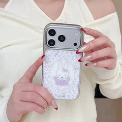 Aesthetic Purple Miffy Floral Case: Shockproof Protective Series for iPhone 13-17 Series | Classic Bunny Flower Design