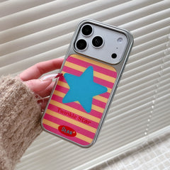 Pastel Striped Star Case: 360° Protective Shockproof Series for iPhone 13-17 Series | Aesthetic Retro Design
