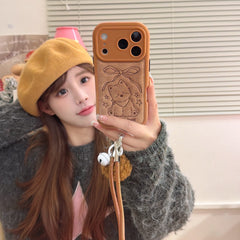 Brown striped bow West Highlands shockproof phone case