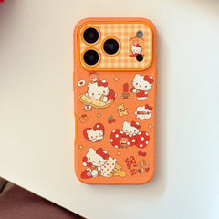 Orange polka dot Apple Kitty large window phone case