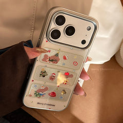 Acrylic Gold-Plated Christmas Frame Puppy Phone Case with Silver Edge