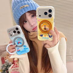 Leopard Officer/Gary Stand Round Edge Airbag Phone Case