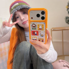 Orange-edged retro stamp Miffy round-edged phone case