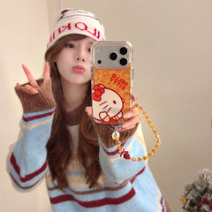 Orange-toned Kitty side profile rounded airbag phone case