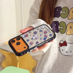 Perler bead winter bunny and snowman side profile mirrored round edge phone case