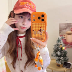 Plaid star hat dachshund embroidered 3D phone case