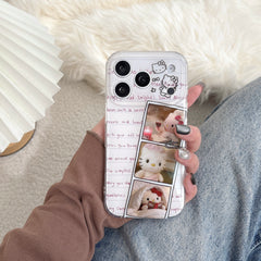 "Doodle Collage" Kitty Case - Retro Patchwork Design for iPhone 17/16/15 Pro Max | Aesthetic Cyber Y2K Accessory