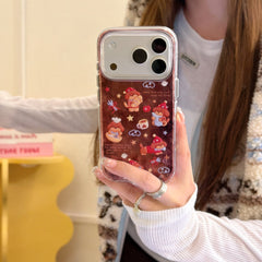 Brown plush red apple dachshund puppy anti-drop phone case