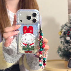 Red hat Miffy Christmas phone case with gilded rounded edges and airbag design
