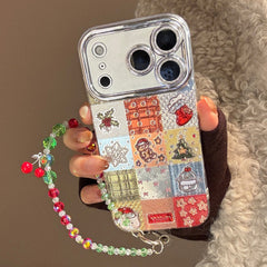 【Glittery Glaze】Silver Sandalwood Checkered Christmas Phone Case